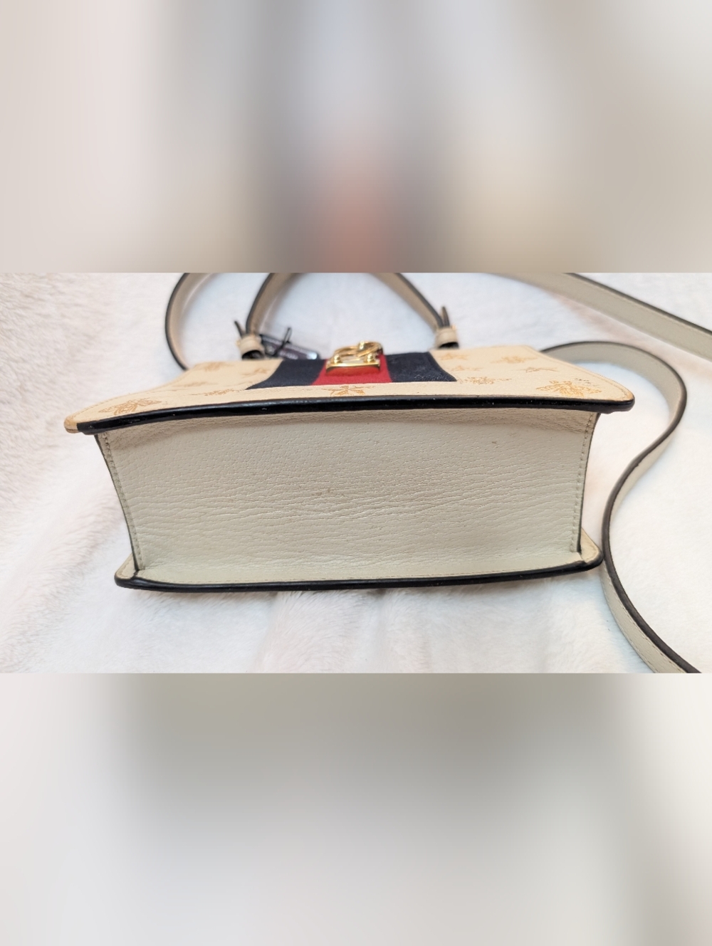 GUCCI Sylvie Sherry Line Bee Star 2Way Leather Handbag Shoulder Bag off White  - Picture 9 of 15